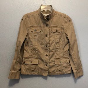 Jones New York jacket Women's long sleeve khaki corduroy denim jacket snaps EUC